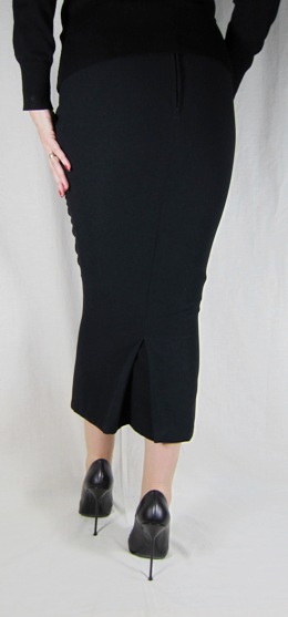 Hobble Skirt Calf Length with Kickpleat - Crepe