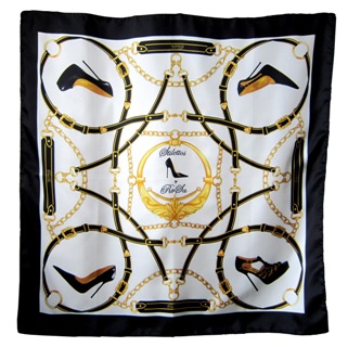Black silk scarf with stiletto shoes design by RoSa Shoes
