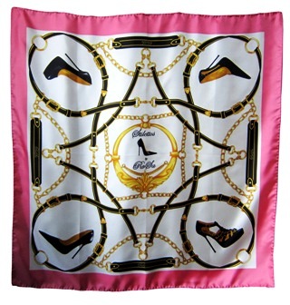 Pink silk scarf with stiletto shoes design by RoSa Shoes