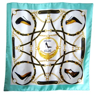 Mint silk scarf with stiletto shoes design by RoSa Shoes