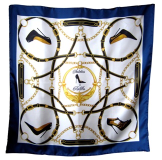Blue silk scarf with stiletto shoes design by RoSa Shoes
